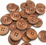 20pcs 25mm Round Wooden Buttons 4 Holes DIY Apparel Sewing Decorative Buttons Scrapbooking Buttons for Clothing