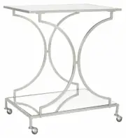 Elegant Silver Bar Cart Drinks Tea Trolley