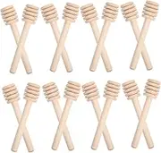 FONDOTIN 30pcs Honey Stirring Wooden Rod Wooden Jar Dipper Honey Stick Spoon Silicone Honey Stick Wooden Honey Stick Wood Jar Dipper Drizzle Dipper Syrup Stirrers Jar Stick Beige re-usable