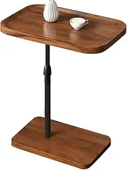 C Table End Table,Skinny Side Desk Adjustable Height,Small Couch Side Slab That Slide Under, Laptop Desk for Livingroom,Bedroom,Study and Small Spaces,Black Walnut