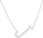 [JewelryWeb] 925 Sterling Silver J Letter Name Personalized Monogram Initial Necklace With Lobster Clasp Adjustable To 41 Centimeters 1.5mm Chain width 46 Centimeters Chain-Necklace for Women and Men
