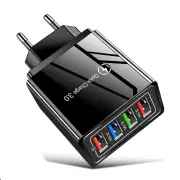 USLION 3.1A 4 USB Ports Travel Fast Charger EU Wall Adapter For iPhone 14 14 Plus 14 Pro Max for iPad Pro For Samsung Ga