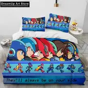 a3248 Bed Sheets Rockman Megaman GameBedding Set Cute Quilt Cover Bed Cover With Pillowcase Boys3-Piece Bedding Set (1 Duvet Cover + 2 Pillow Shams)