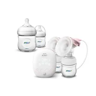 【PHILIPS AVENT】親餵雙吸輕便組 雙邊電動吸乳器+PP防脹氣奶瓶雙入組-125ML(SCF316+SCF690)