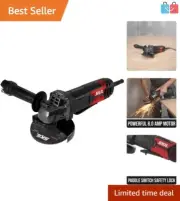 Lightweight 8 Amp Angle Grinder with Paddle Switch & Convenient Wrench Storage