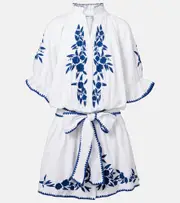[Juliet Dunn] Juliet Dunn Embroidered cotton and linen minidress UK 6/8 white