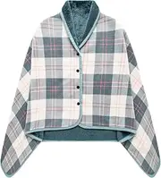 [Zasdvn] Fleece Poncho Blanket, Winter Warm Soft Chunky Cape With Buttons Checked Blanket, Wearable Plush Wrap Shawl Fleece Blanket, Wearable Blanket 39.37x55.12 '', Thick Small Blanket