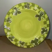 2009 LAURIE GATES Shamrock Dragonfly Green Ceramic Salad Plate (9 3/4 Inches)