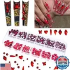 660Pcs Red Rhinestones Crystals Gems Nail Art Flat Back Round Multi Sized Sha