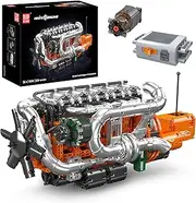 [Mould King] 10200 Technology Truck Engine Block Toy Set，5 Cylinder Inline Engine Clamp Block with Battery Motor Transmission, Building Model for Creative Kids and Adults 3070 Piece