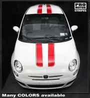 Fiat 500 2007-2015 Over-The-Top Double Stripes Decals (Choose Color)