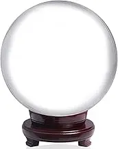 LONGWIN 200mm(8 inch) Huge Clear Divination Crystal Ball Meditation Glass Sphere Free Wooden Stand Home Decoration Ornaments