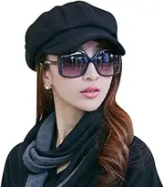 [XINCHIA] Women Girls Baker Boy Hat Wool French Style Wool Beret Hat 8-Panel Winter Warm Newsboy Peaked Beret Hat Chic Visor Beanie Winter Autumn Hat Stretchable Flat Cap in Solid Colour Elegant Bowler Hat