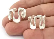 Organic Shape Adjustable Ring Shiny Silver Plated brass 7.5US size 3493