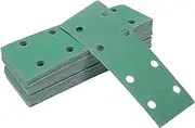 X AUTOHAUX 50 Pcs Sanding Discs Wet Dry Waterproof Hook & Loop Sandpaper for Woodworking, Automotive Refinishing 7.80"x2.76" 8 Hole 180 Grit Green White Corundum