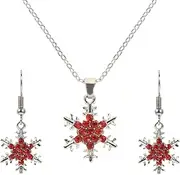 [TEMPNAP] Christmas Snowflake Necklace Earring Set Fashion Jewelry Xmas Decorations