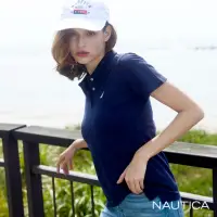 在飛比找momo購物網優惠-【NAUTICA】女裝 修身素面短袖POLO衫(深藍)