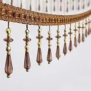 Fringe Trim，Curtain Tassels， 12 Yards Crystal Beads Curtain Lace Trimming Beaded Fringe Trim DIY Party Hanging Wedding Decor(Brown)