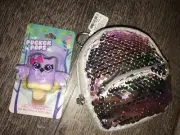 Claire’s Silver Sequin Mini Backpack Purse Keychain Bag Clip Owl Lipgloss Lot