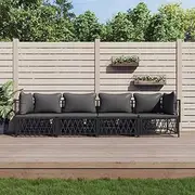 Patio Furniture Sets 4 Piece Garden Lounge Set with Cushions Anthracite Steel