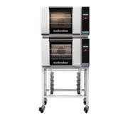 Turbofan E23T3/2 - Half Size Electric Convection Ovens Touch Screen Control Double Stacked on a Stainless Steel Base Stand