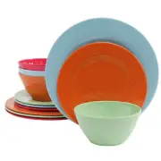 Gibson Home 107279.12 Brist 12 Piece Melamine Dinnerware Set In Assorted Colors