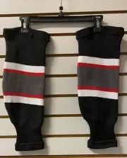 Buffalo Sabres Pattern 18” Knit Ice Hockey Sock - Away BLACK with Red/White/Gray