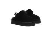 AUSTRALIAN SHEPHERD UGG Slippers Women Removable Strap Slingback Platform Waffle Black
