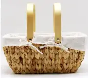 Basket with Handle-Wicker Picnic Basket,Natural Hand-Woven Basket with Lining...