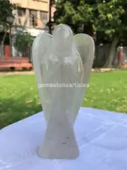 Quartz Crystal Angel Statue Hand Carved Angel Sculpture Natural Gem Stone Arts