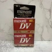 Maxell Mini DV Digital Video Camcorder Cassette Tapes 60 Minutes 2 Pk Blank NOS