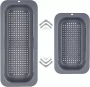 dark gray Adjustable Over The Sink Colander Strainer Basket Collapsible Drain Ra