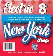 New York Strings NYSE38 Electric Guitar Strings Plain Steel - Extra Light - 8's - Innovation - Quality - The New York Strings are a symphony of strings - MADE IN USA