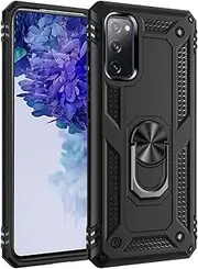 Military Grade Drop Impact for Samsung Galaxy S20 FE Case Galaxy S20 FE 5G Case 360 Metal Rotating Ring Kickstand Holder Armor Heavy Duty Shockproof Cover for Galaxy S20 FE Phone Case (Black)