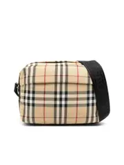 Burberry Shoulder Bag with Check Print and Logo-Print Strap