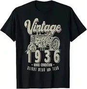 [keoStore] Vintage Tractor Farmer Birthday Born in 1936 & Established ds908 T-Shirt