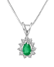 Diana M. Fine Jewelry 14K 0.35 ct. tw. Diamond & Emerald Pendant Necklace