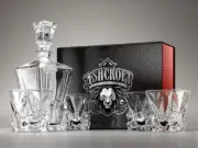 NEW Ashcroft Iceberg Decanter & Glasses For Whiskey Scotch Set in Box Present