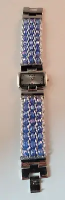 STRADA Womens Blue Beaded Quartz Movement Water Resistant Bracelet Watch NEW
