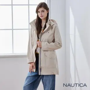 【NAUTICA】女裝 可拆式連帽外套(米白)