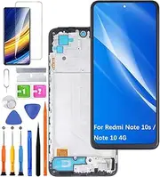 Replacement Display for Redmi Note 10s/Redmi Note 10 4G LCD Screen Incell, for Xiaomi Poco M5s Display Screen Touch Digitizer Assembly Repair Parts Kit (Black with Frame)