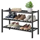 Shoe Rack 3-Tier Bamboo Stackable Shelf Storage Organizer Stand for Closet