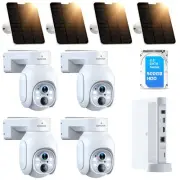 4MP WiFi Security Camera System,Solar Security Camera, Wireless Outdoor Camer...