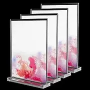 Haobase A4 Acrylic Sign Holder, 4Pcs Clear Acrylic T Shape Table Top Display Stand, Double Sided for Menu Display, Ideal for Office Store Restaurant Paper Desk Display