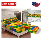 Whimsical Kids Bedding Set - 3-Piece Fitted Sheet & Pillowcase in Playful Design