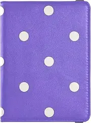 [Amooorous] Cartoon Dot Lavender Purple Leather decorative Passport and Vaccine Card Holder Combo Travel Documents Organizer Protector Passport Holder Waterproof, Cartoon dot lavender purple, 1 size