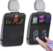 Back Seat Cover for Kids + 3 Pocket Storage Organizer, 2 Pack X-Large Waterproof
