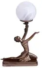 Art Deco Table Lamp Woman Retro Lamp Globe Shade Table Lamp Nightstand Lamp