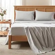 Comfort Spaces King Cooling Sheets, Moisture Wicking Coolmax Sheets, Soft, Colorfast Sheet Set, Cooling Bed Sheets for Hot Sleepers, Elastic Deep Pocket Fits Up to 16" Mattress, King Grey 4 Piece
