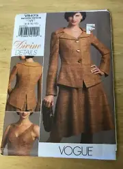Vogue Divine Details Jacket & Dress pattern #8473 Size 6-12 UNCUT